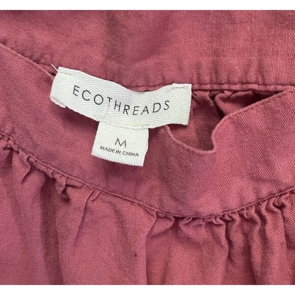 Eco Threads Women's Ruffle Sleeve Linen Blend Mauve Square Neck Tank Size M - Picture 3 of 6